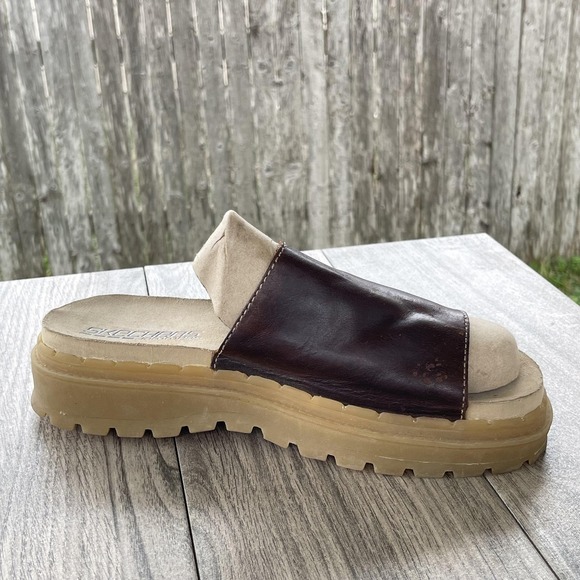 Skechers Jammers Sandals Women 11 Brown Leather Chunky Platform Slide Y2K Shoes - Picture 8 of 11